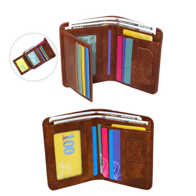 Men's Retro PU Short Wallet with Card Slots and Coin Pocket - 5
