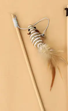 Cat Teaser Wand with Bell Mouse, Bite-Resistant Cat Toy - 6