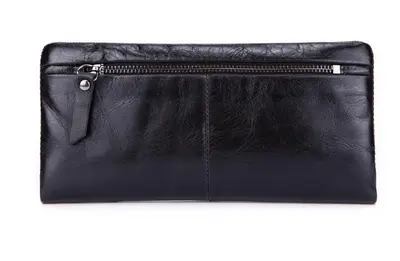 Genuine Leather Men's Long Wallet Clutch with Multiple Card Slots, Cowhide - 8