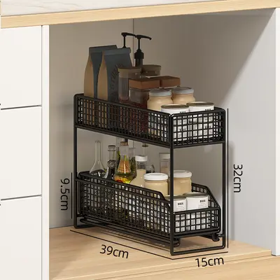 Kitchen pull-out multi-layer storage basket for under-sink cabinet - 10