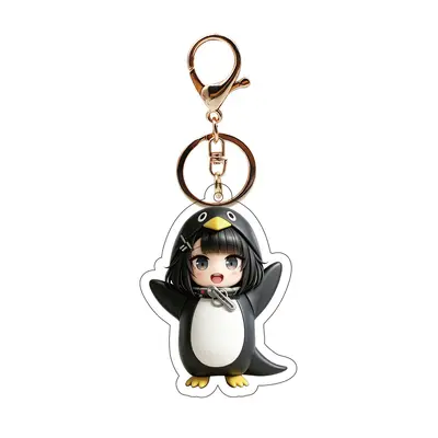Gugu Gaga little penguin acrylic keychain with face-changing emoji design - 7