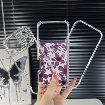 INFINIX Note 60 çift katman altın damlacık taş çerçeve kılıf