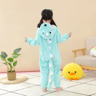 Thickened Winter Pajamas for Big Girls, One-Eyed Monster Print Crawl Suit