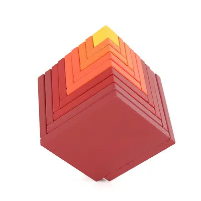 Beech Wood Cube Building Blocks, Stackable Educational Toy, Ages 3+ - 8