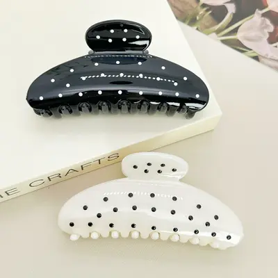 Japanese-style cute transparent polka dot claw clip fashion large hair clip versatile hair clip girls shark clip hair accessory - 7