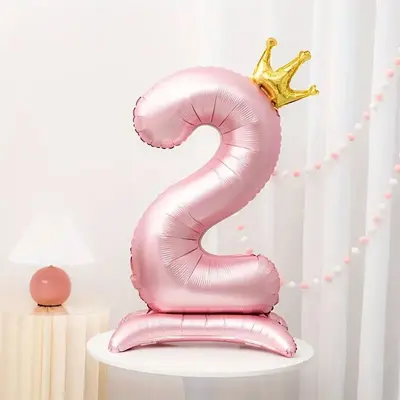 32 inch Rose Gold Crown Number Foil Balloon for Birthday Parties - 8