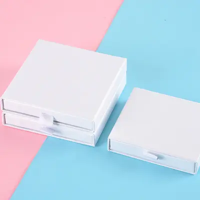 Takı Ambalaj Kutusu Kolye Küpe Kolye Çekmeçeli Boş Beyaz 1.7cm Amazon Saklama Yüzüğü Mücevher Kutusu - 10