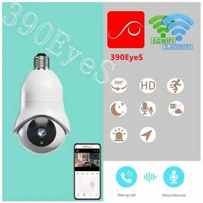 Lamba tipi 1080p 5G WiFi kamera, 360° akıllı takip - 6
