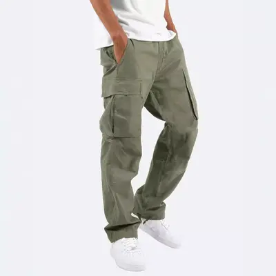 Men's Cargo Pants, Multi-Pocket, Drawstring Waist, Casual Trousers