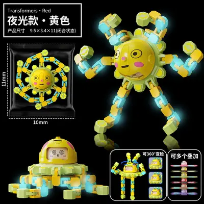 Deformable Light-Up Fidget Spinner Educational Stress Relief Toy - 8