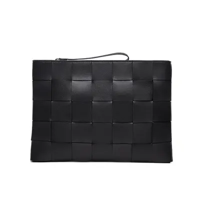 Men's Genuine Leather Accordion Document Clutch with Wrist Strap - 5