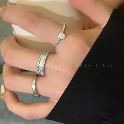 Damenring, minimalistisch, Zirkon-Metall, offen, eleganter Stil