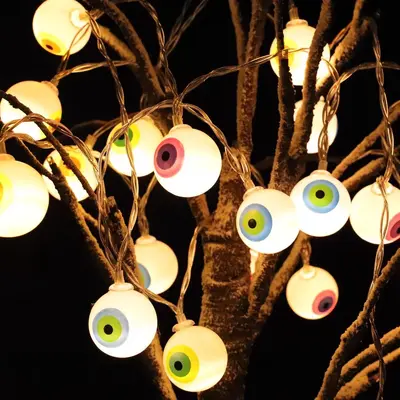 Halloween LED String Lights with Pumpkin and Ghost Decorations, Battery-Powered - 7