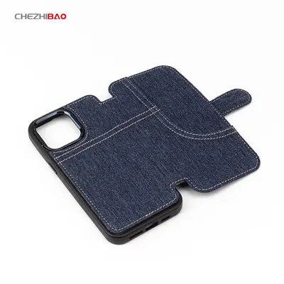 Denim-Handyhülle für iPhone 16 Pro Max, 15, 14 Pro, blankes DIY-Design