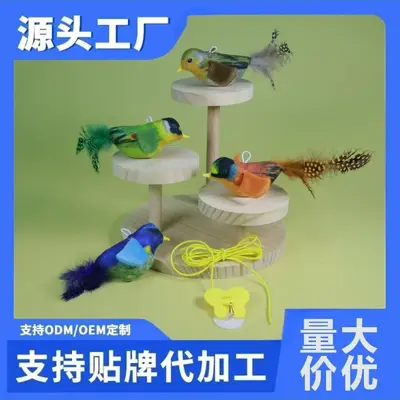 Hanging Feather Bird Cat Teaser, Bite-Resistant with Squeaker