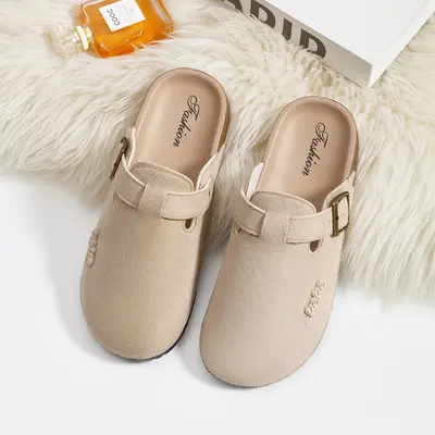 Производитель напрямую 2025 Тапочки-полутапочки унисекс в стиле Birkenstock с пробковой подошвой и закрытым носком для мужчин и женщин, нескользящие женские туфли в стиле Birkenstock