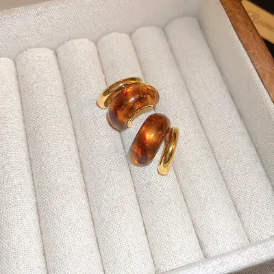 Gümüş iğne maillard geometrik küpe, vintage, hafif lüks - 11