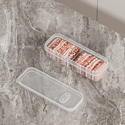 Narrow slit refrigerator compartment crisper box for fruits and vegetables frozen meat packaging box microwavable food storage box with air holes - 8