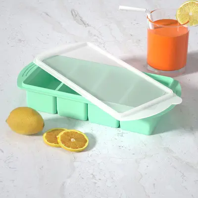 Cross-Border Silicone Ice Cube Tray with Lid Freezing Soup Mold Household Cold Storage Box Reheatable Hot Pot Base Portioning Container - 9