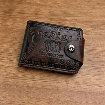 Men's Wallet, Ultra-Light PU Leather, Multifunctional, Dollar Pattern - 9