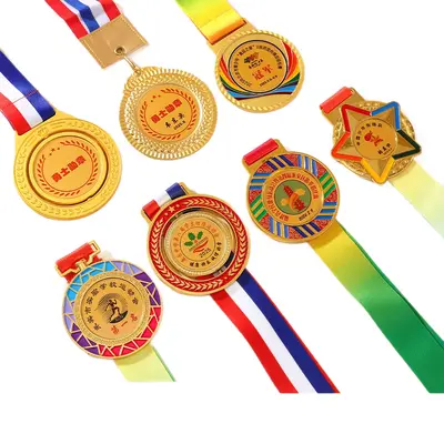 Metall-Wettkampfmedaille mit Ährendesign für Badminton, Fußball, Leichtathletik