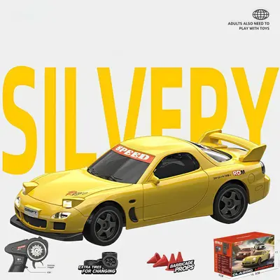 Masaüstü Mini RC Drift Araba, Sarı RX7 Model, 8 Yaş Hediye - 7