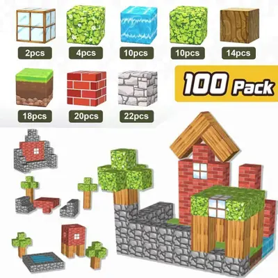 Minecraft-Magnetbausteine-Set, magnetische Bausteine - 9