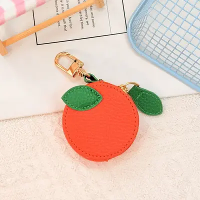 Cute Cartoon Mini Fruit Series Leather Coin Purse Hanging Accessory
