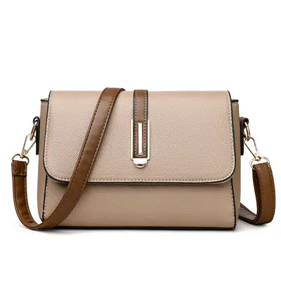 Large Capacity Soft Leather Shoulder Bag in Contrast Colours - 9