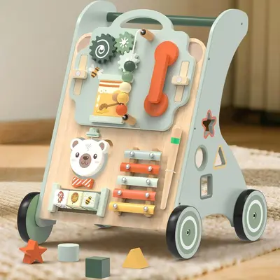 Wooden Baby Walker Children's Trolley Montessori Walking Toy Unisex Baby Learning Toy