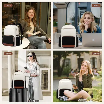 Women's Laptop Backpack for Short Trips, Large Capacity Lightweight Travel Organizer Bag - 4
