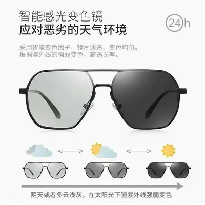 Neue Titan-Legierungs-Rahmen Photochrome polarisierte Sonnenbrillen UV-Schutz Fahrbrillen Unisex