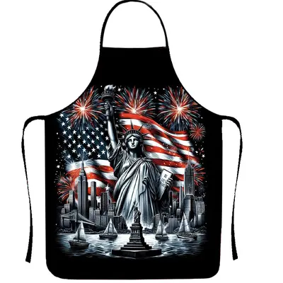 Independence Day Printed Waterproof Kitchen Apron with Neck Tie