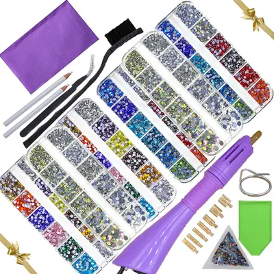 Hot Fix Rhinestone Set with Dotting Pen and Storage Bag - 9