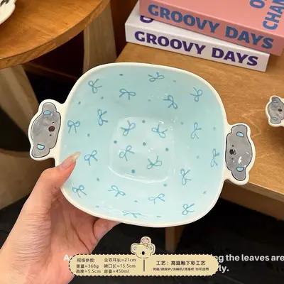 Cute Ceramic Dessert Plate with Cartoon Shape, Divided Breakfast Plate - 12