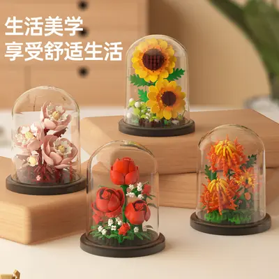 Artificial Everlasting Lily and Rose Building Block Ornament, Valentine's Gift - 4