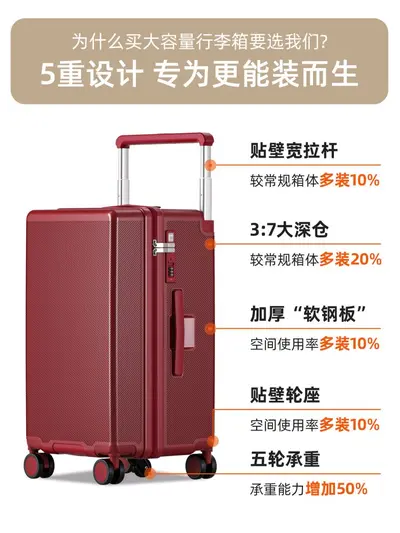 Large Capacity 37 Split Suitcase, Combination Lock, Explosion-Proof Zipper, Wide Trolley H - 6