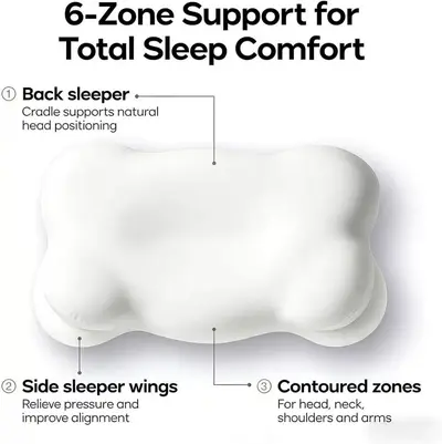 Cloud-shaped memory foam pillow with neck support