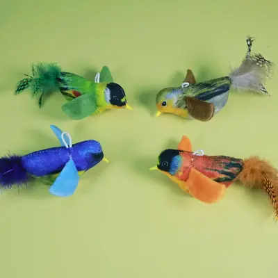 Hanging Feather Bird Cat Teaser, Bite-Resistant with Squeaker - 5