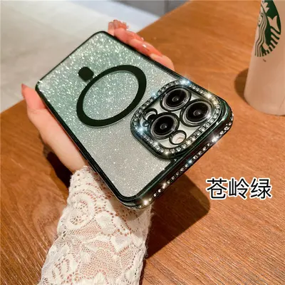 iPhone 16 Pro Max rhinestone magnetic charging case gradient - 8