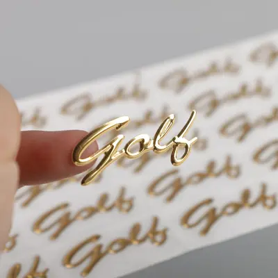 3D metal logo label, self-adhesive, hot stamping
