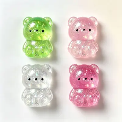 Transparente Bärchen-Quetschspielzeug mit schillerndem Glitzer, weiches Gelee-Bärchen Antistress-Spielzeug