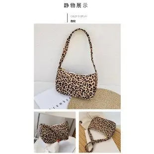 Small Leopard Print Underarm Bag, Black and White Plaid Handbag - 9