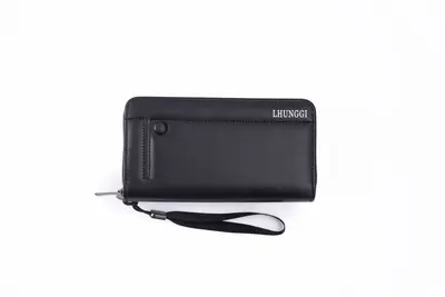 Men's Long Leather Wallet with Multiple Card Slots and Zipper - 7