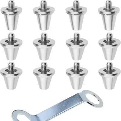 Silver Football Cleats, 11 mm and 13 mm American Football Studs