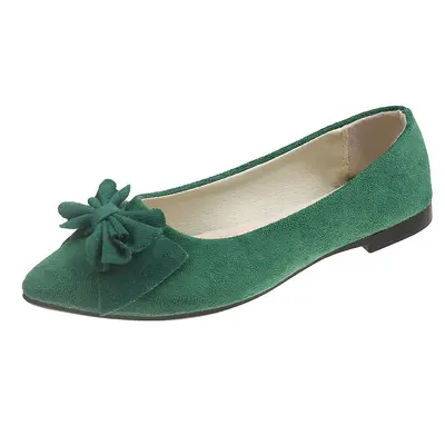 Women's Suede Ballet Flats with Bow, Pointed Toe, Size 43 - 7
