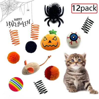 Halloween Spider-Shaped Interactive Cat Toy Set - 8