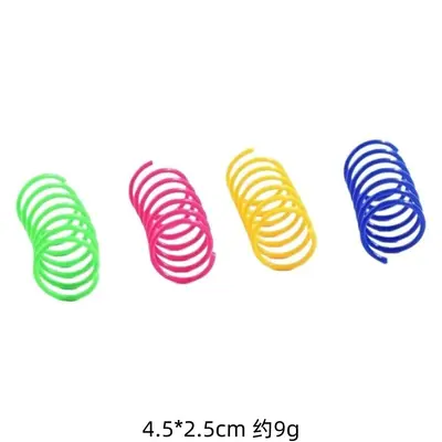 Farbiges Federspiral-Katzenspielzeug 4er-Set, bissfest - 5