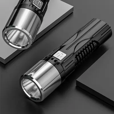 Mini LED Hand Flashlight, USB Rechargeable, Three Modes, Long Range