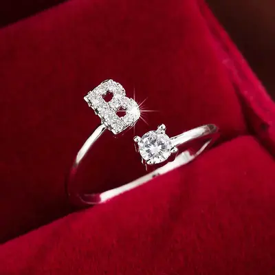 26 Letter Zircon Open Ring Women Micro-inlaid - 5